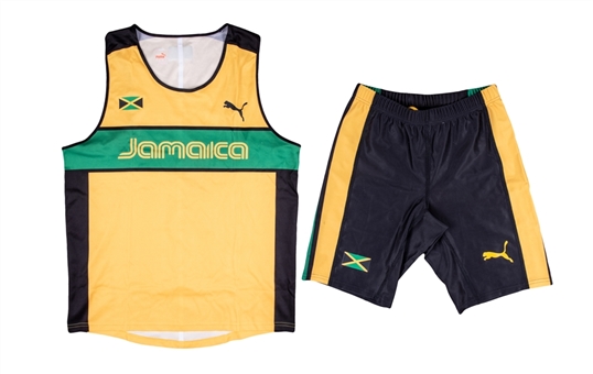 2011 Usain Bolt Race-Worn Jamaica Singlet and Shorts From IAAF World Championships - Daegu, South Korea